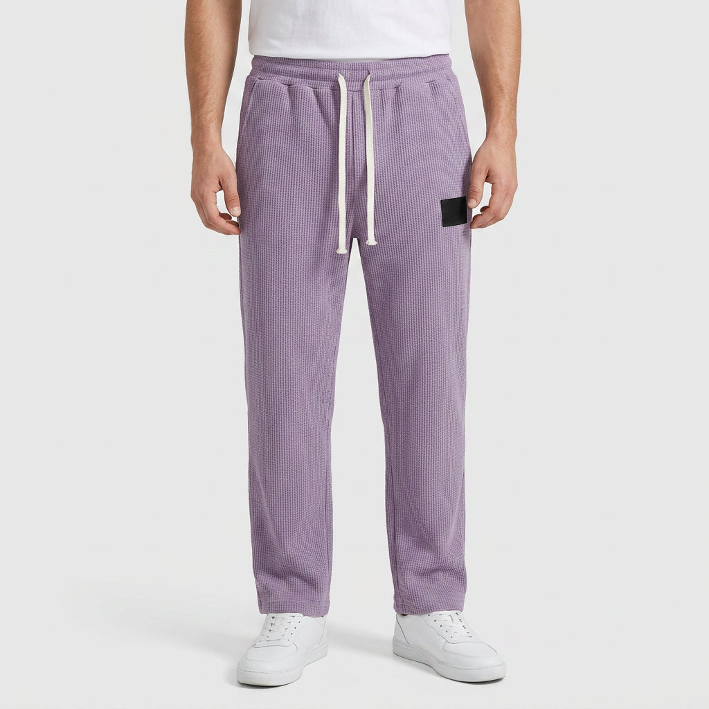 Waffle-Knit Straight Leg Sweatpants for Men