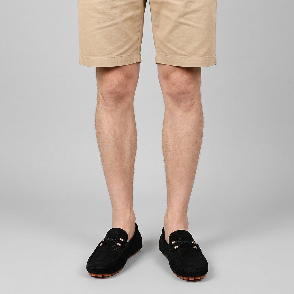 Perforated Suede Driving Moccasin Loafers for Men