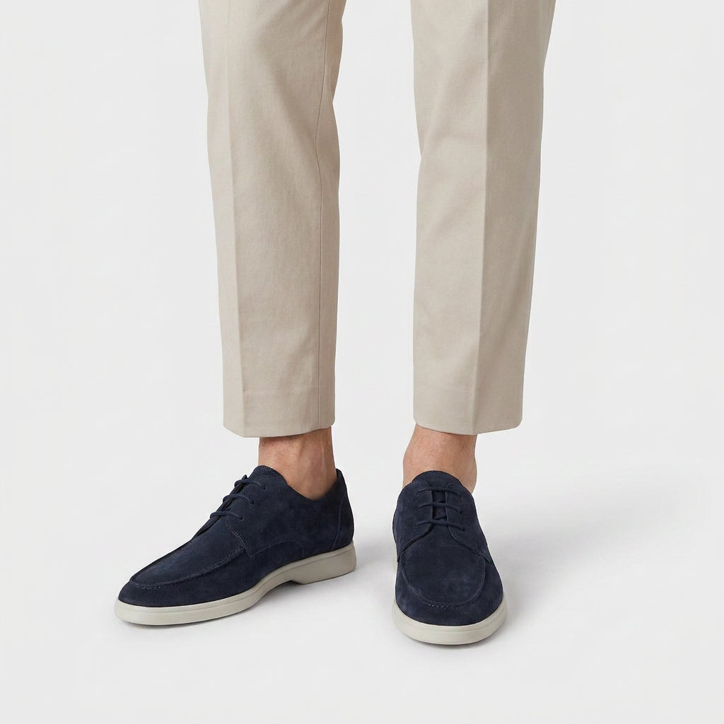 Suede Derby Shoes with Contrast Sole for Men