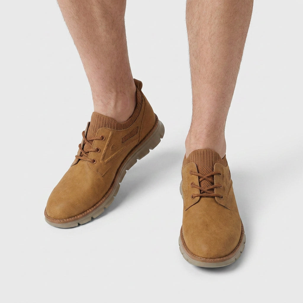 Suede Lace-Up Shoe Knit Upper Flex Sole for Men