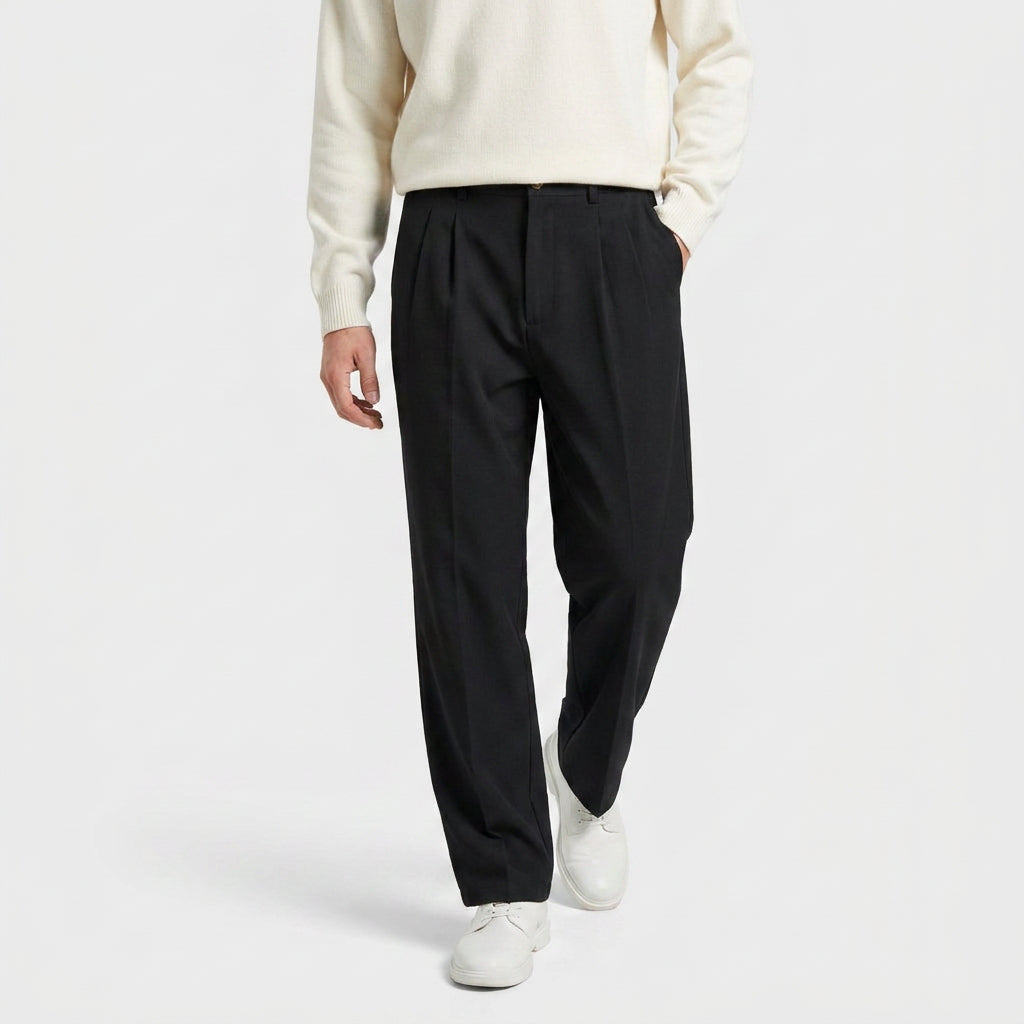 Soft Pleat Wide Leg Trousers for Men