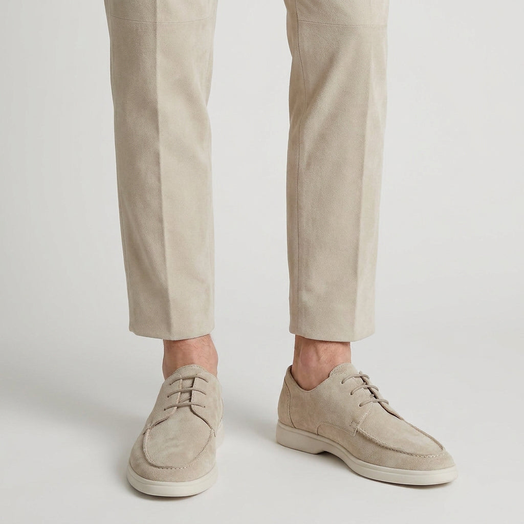 Suede Derby Shoes with Contrast Sole for Men