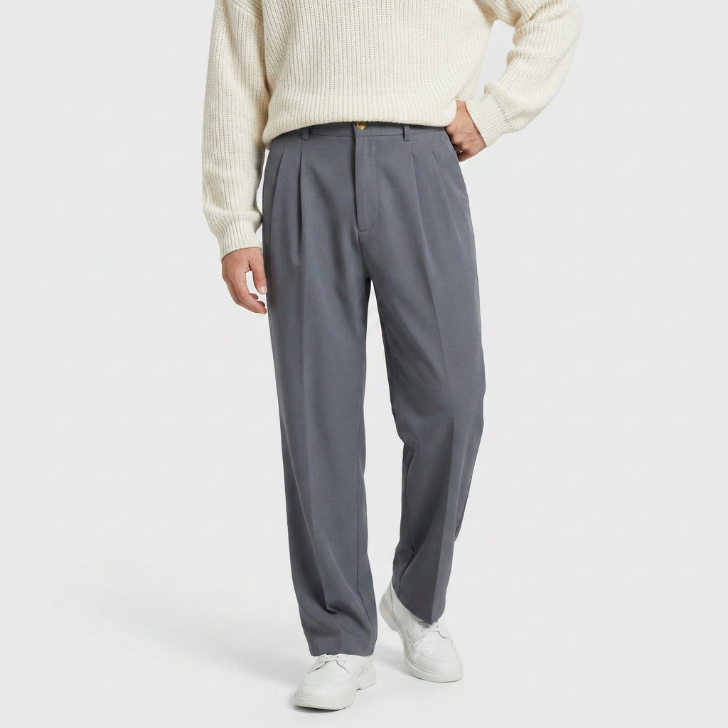 Soft Pleat Wide Leg Trousers for Men