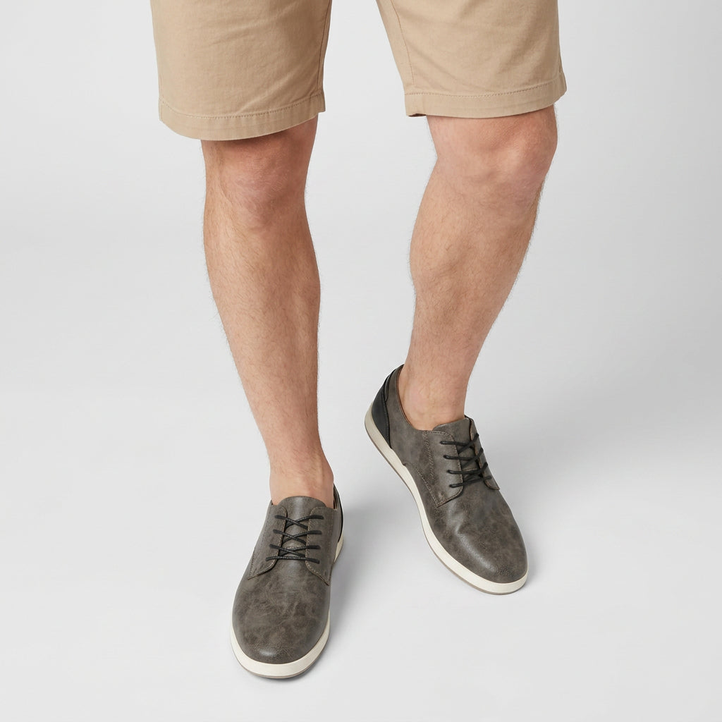 Leather Look Derby Sneaker Contrast Sole for Men