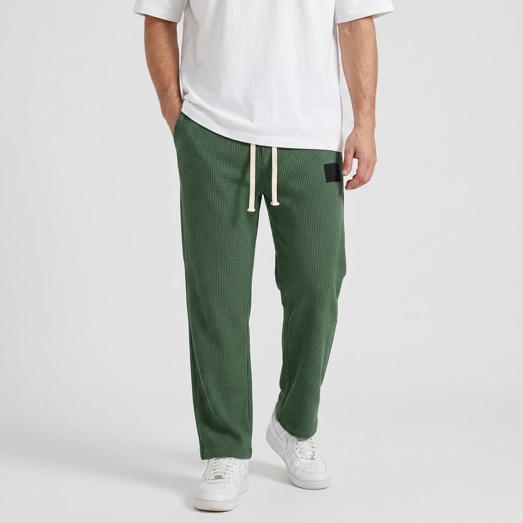Waffle-Knit Straight Leg Sweatpants for Men