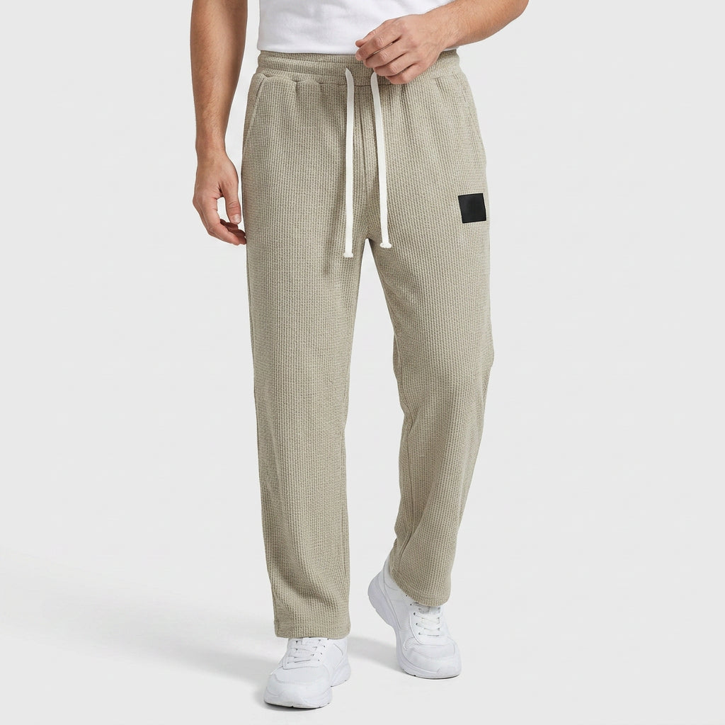 Waffle-Knit Straight Leg Sweatpants for Men