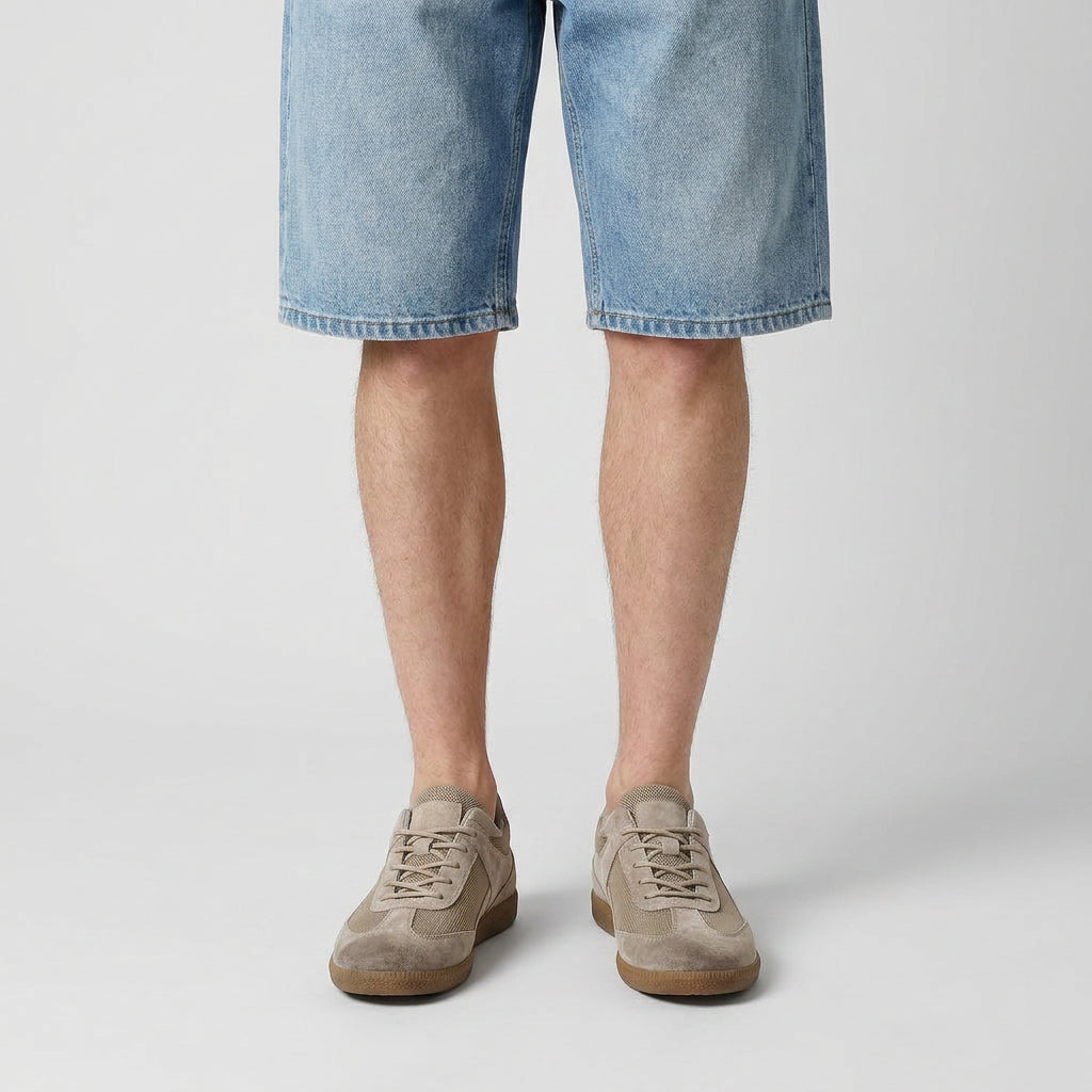 Suede and Mesh Retro Trainers for Men