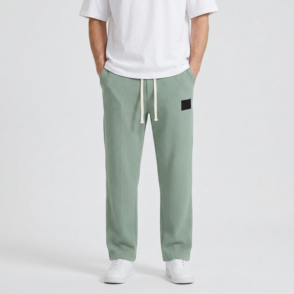 Waffle-Knit Straight Leg Sweatpants for Men
