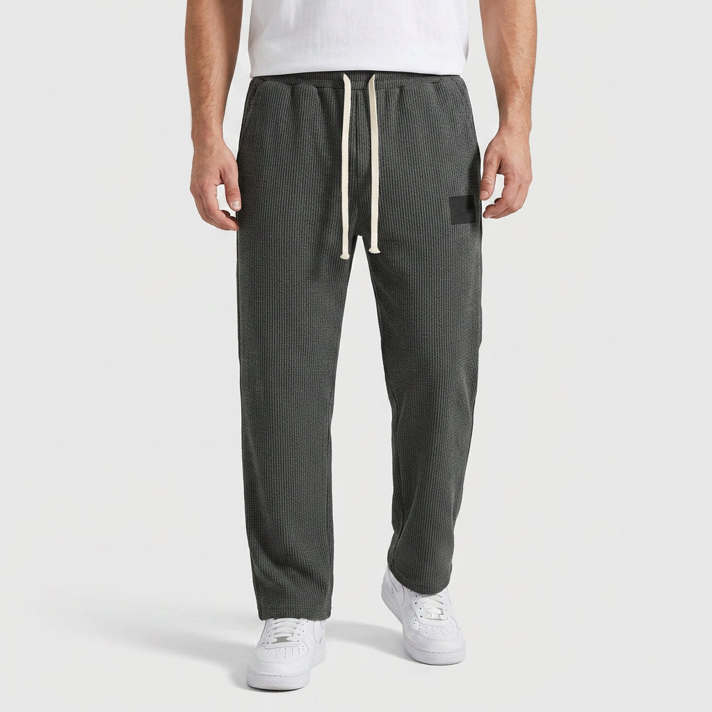 Waffle-Knit Straight Leg Sweatpants for Men