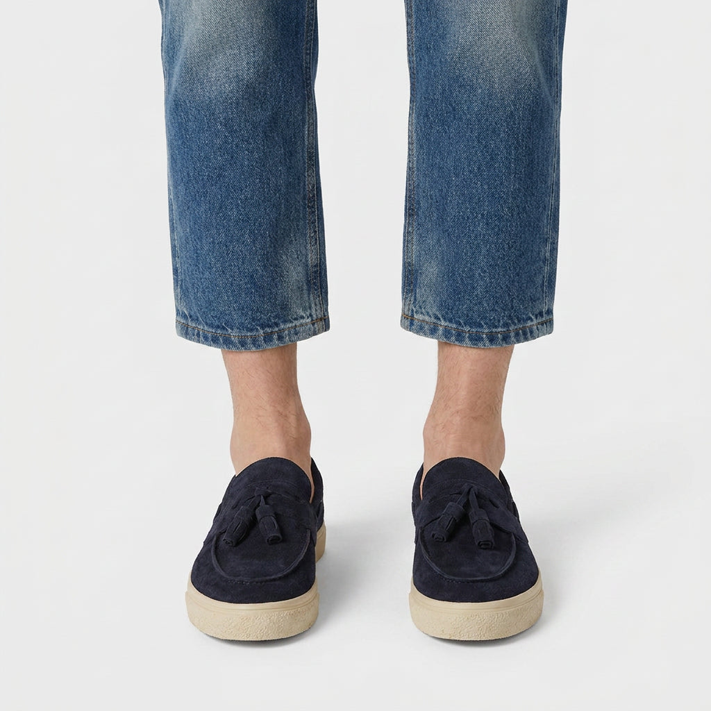 Suede Tassel Loafer Vulcanised Sole for Men