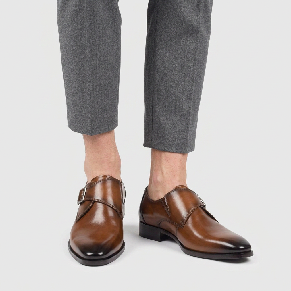 Monk Strap Leather Dress Shoe for Men