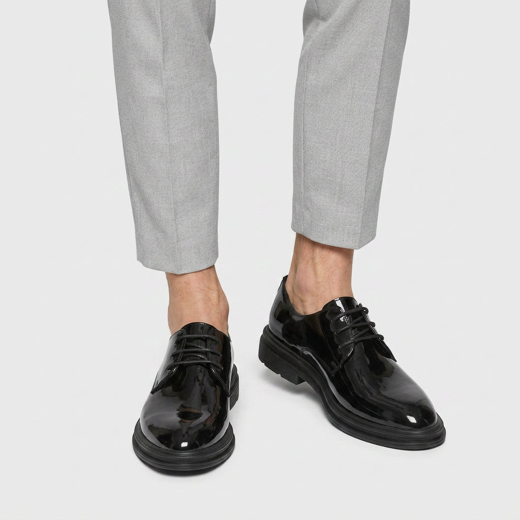 Plain Toe Derby Lace-Up Leather Dress Shoe for Men