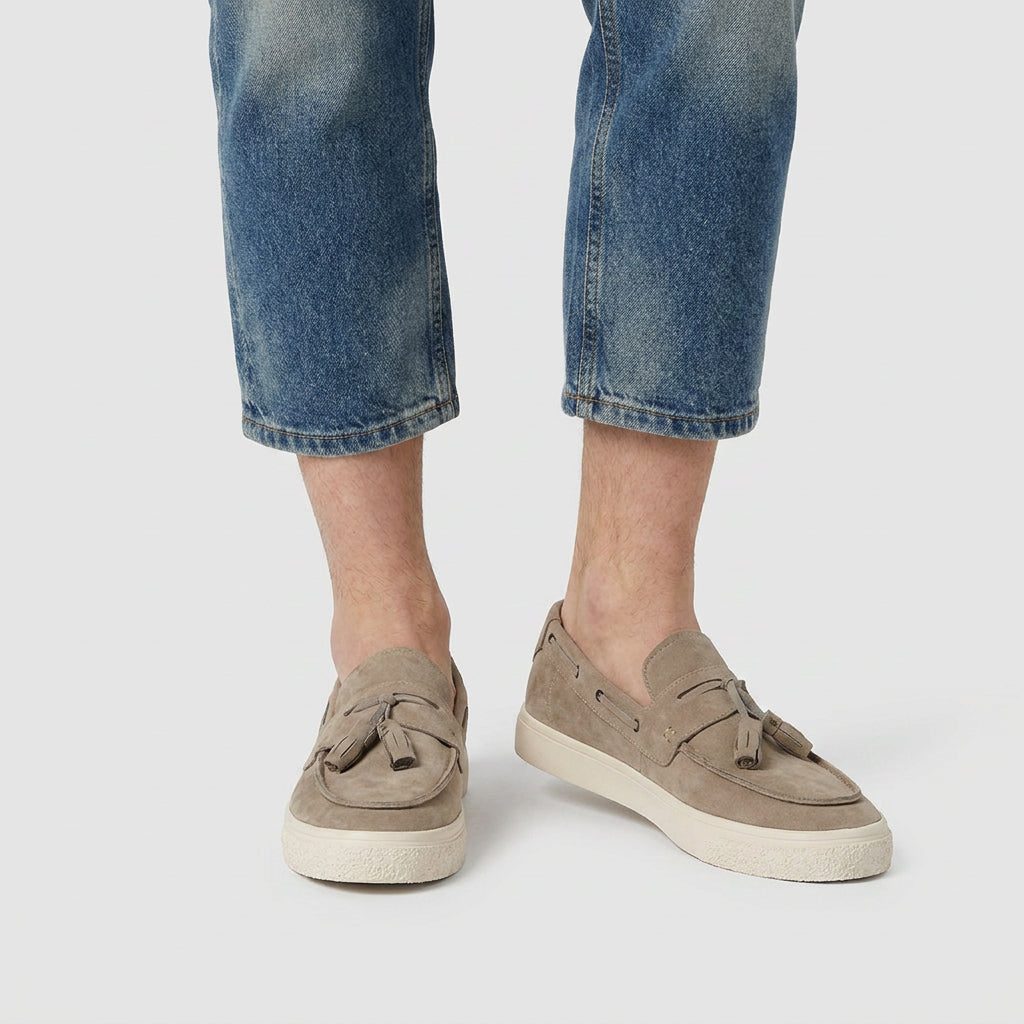 Suede Tassel Loafer Vulcanised Sole for Men
