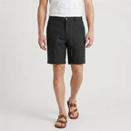 Linen Chino Shorts Flat Front Button Closure for Men
