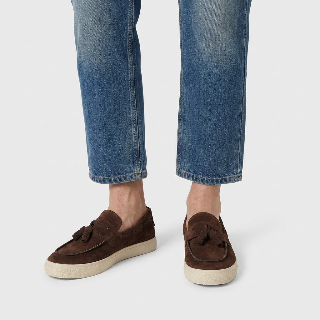Suede Tassel Loafer Vulcanised Sole for Men