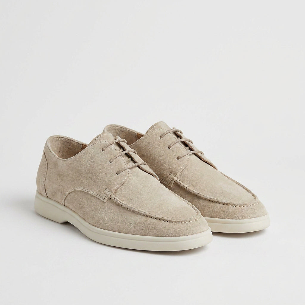 Suede Derby Shoes with Contrast Sole for Men