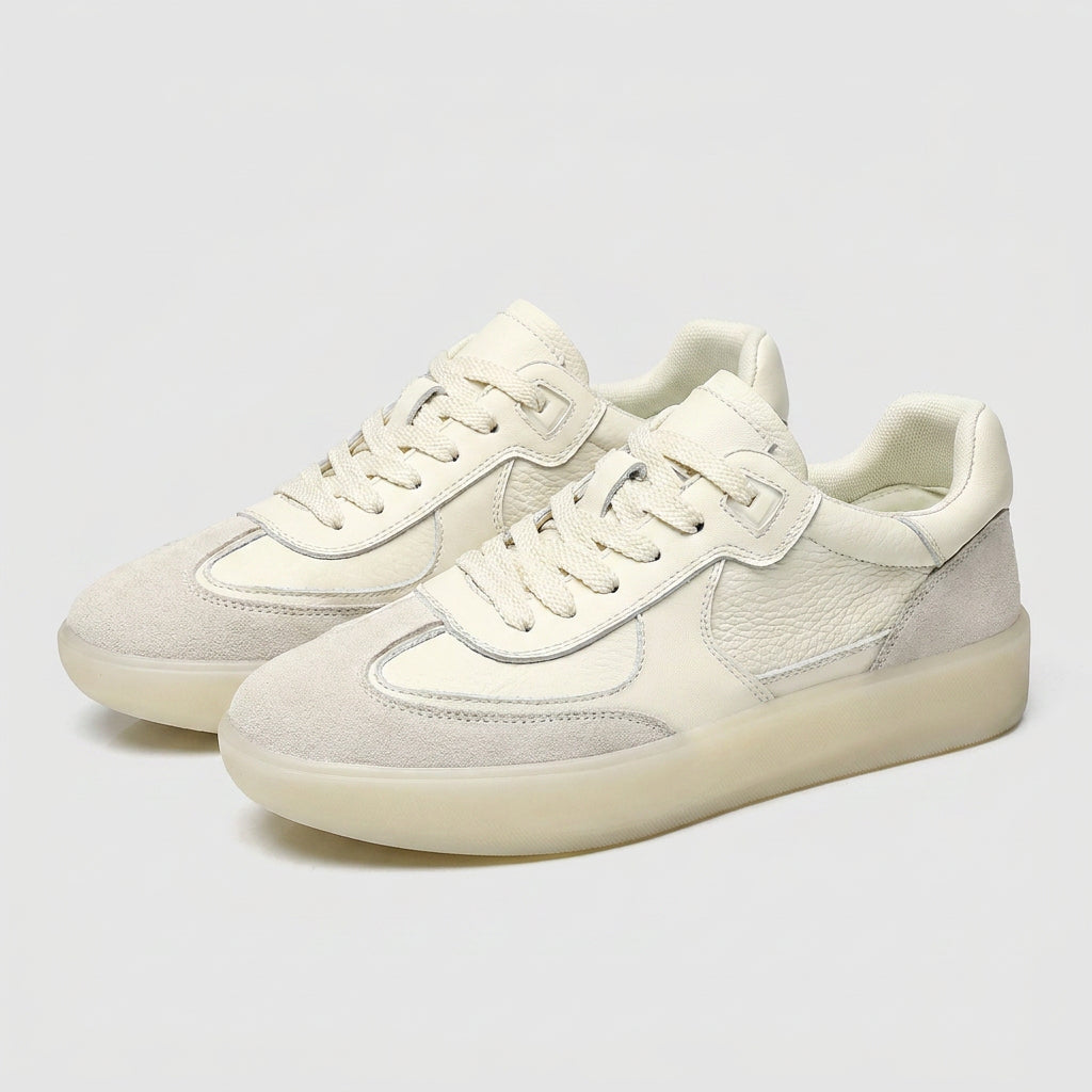 Leather Suede Panel Sneaker Translucent Sole for Men