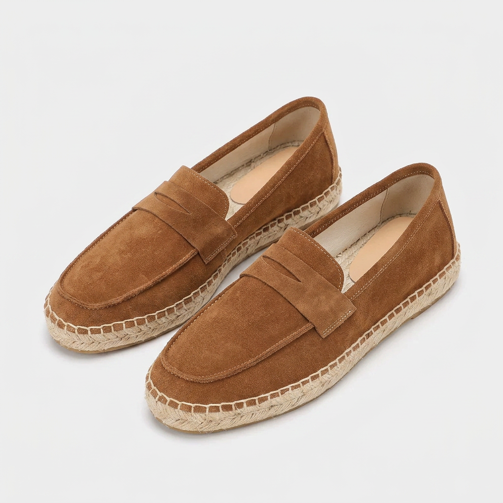 Suede Penny Loafer Espadrille Jute Sole for Men