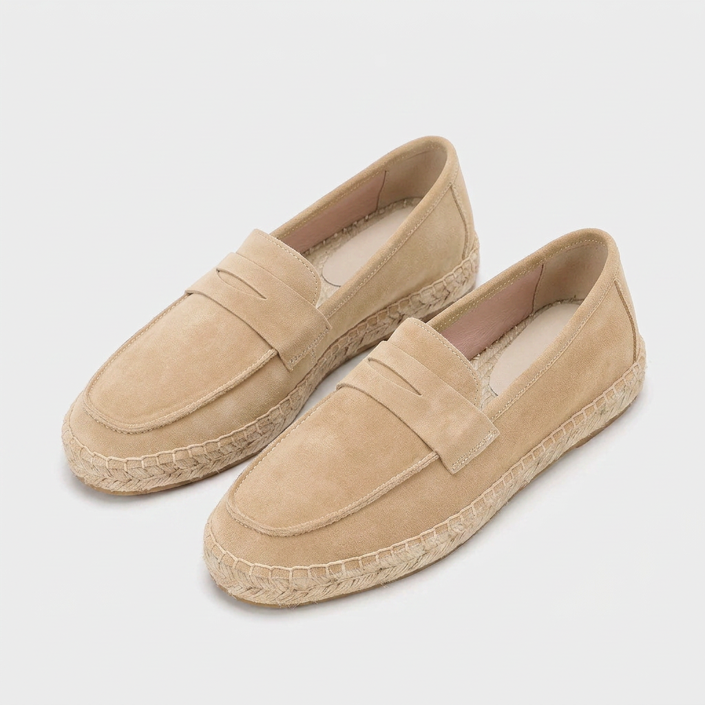 Suede Penny Loafer Espadrille Jute Sole for Men