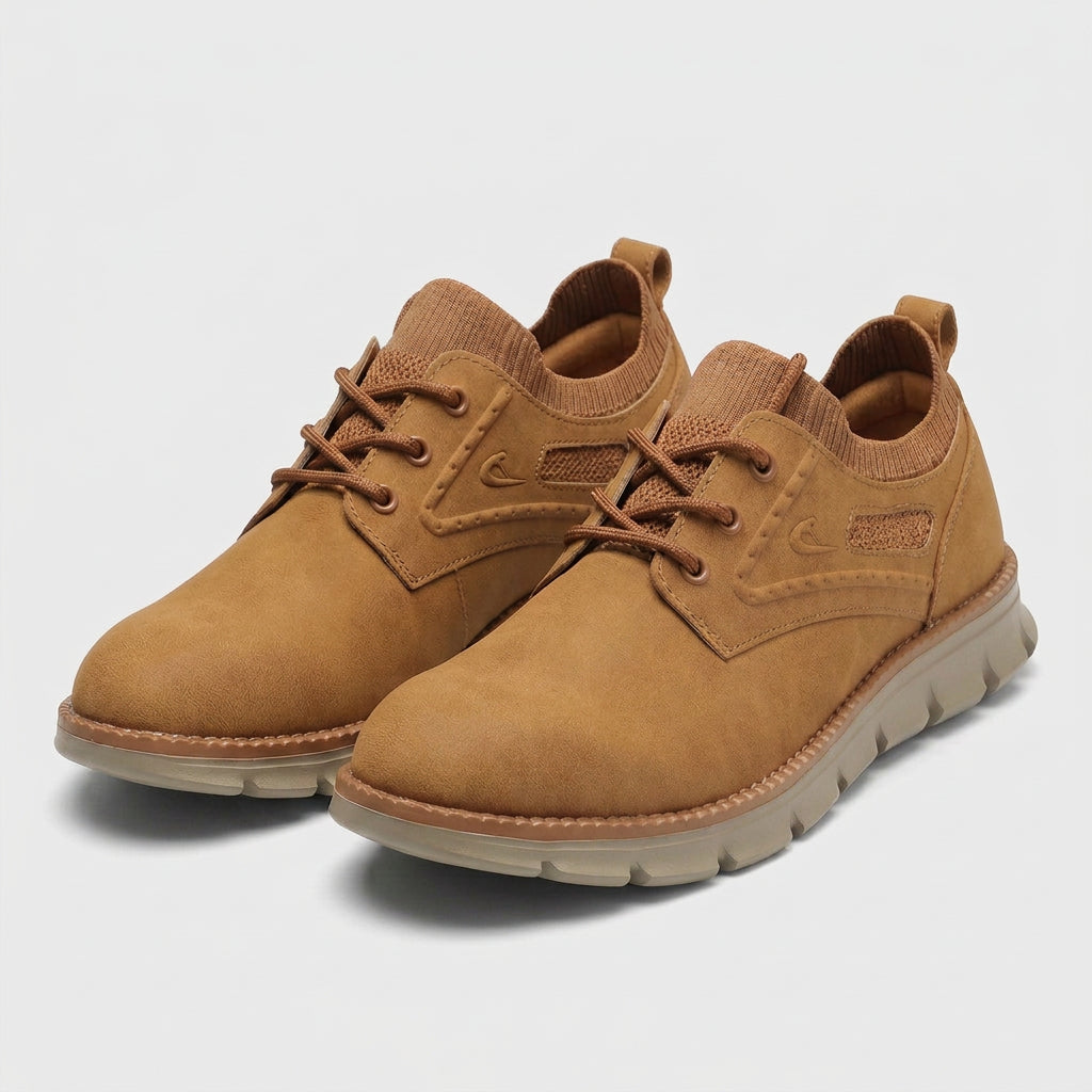 Suede Lace-Up Shoe Knit Upper Flex Sole for Men