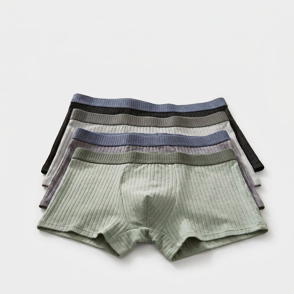 4-Pack Color-Block Cotton Boxer Trunks for Men