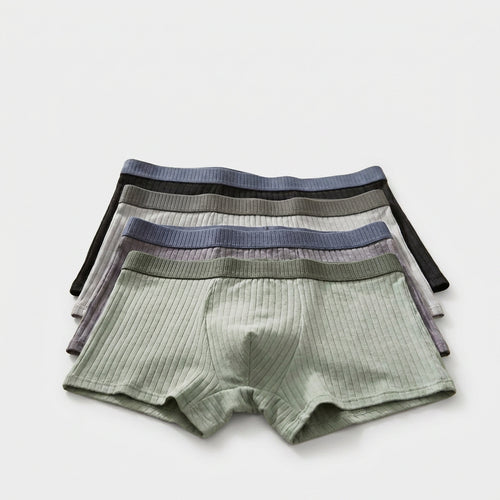 4-Pack Color-Block Cotton Boxer Trunks for Men