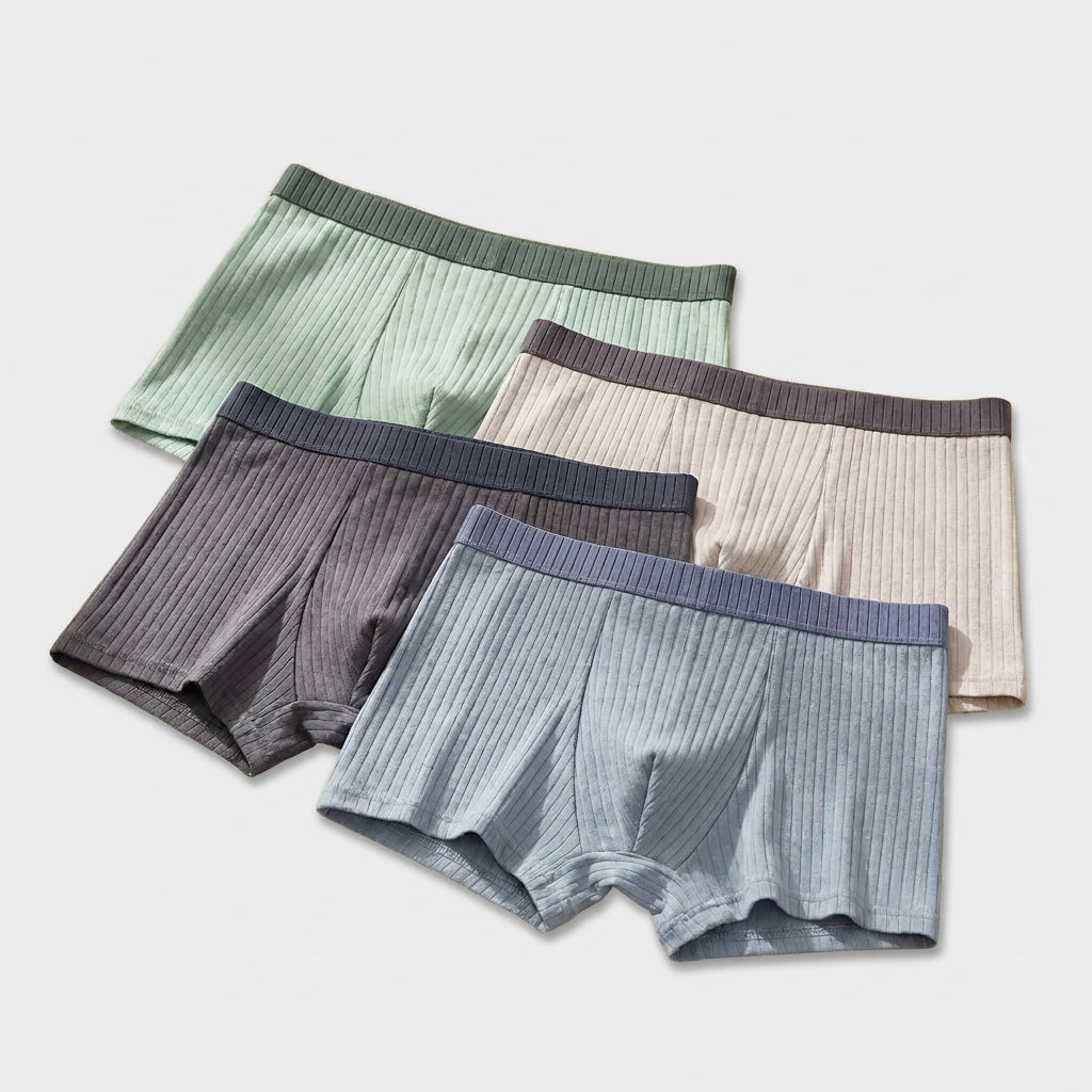 4-Pack Ribbed Cotton Boxer Trunks for Men