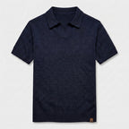 Textured Knit Polo Open Collar Short Sleeve for Men