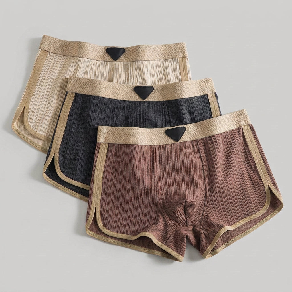3-Pack 100% Organic Cotton Retro Boxer Shorts for Men