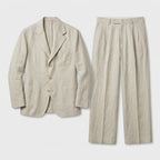 Linen Two-Piece Suit Relaxed Fit Gold Buttons for Men