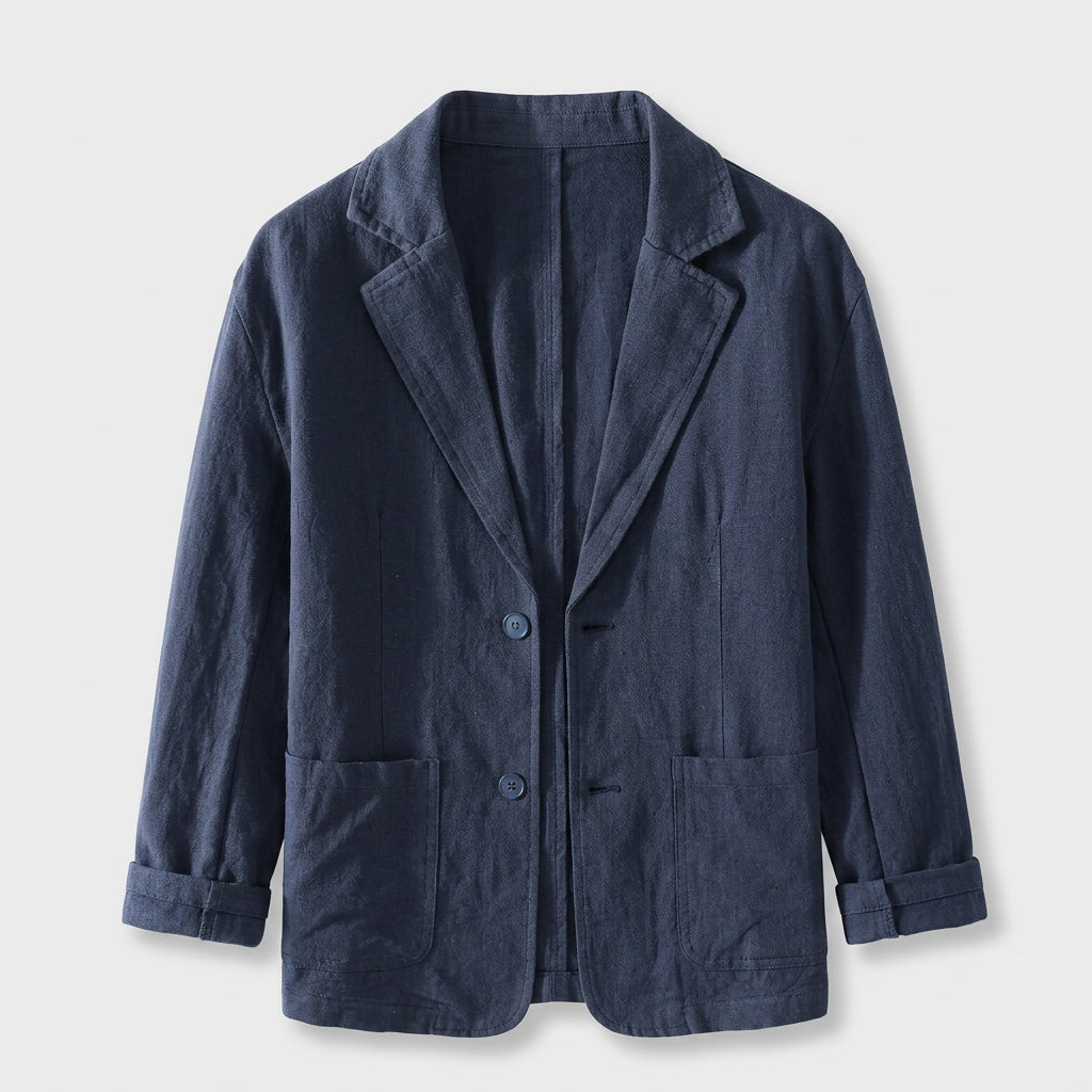 Relaxed Cotton Blazer with Patch Pockets for Men