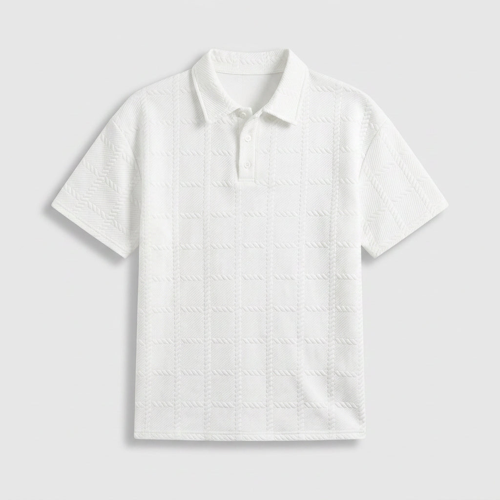 Textured Jacquard Polo Open Collar for Men