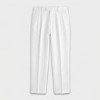 Tapered Leg Pleated Linen Trousers for Men