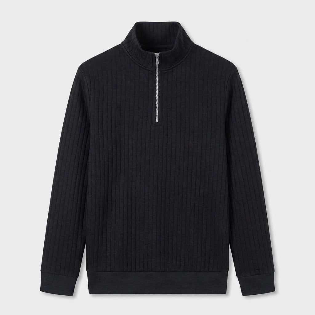 Lightweight Ribbed Quarter-Zip Pullover for Men