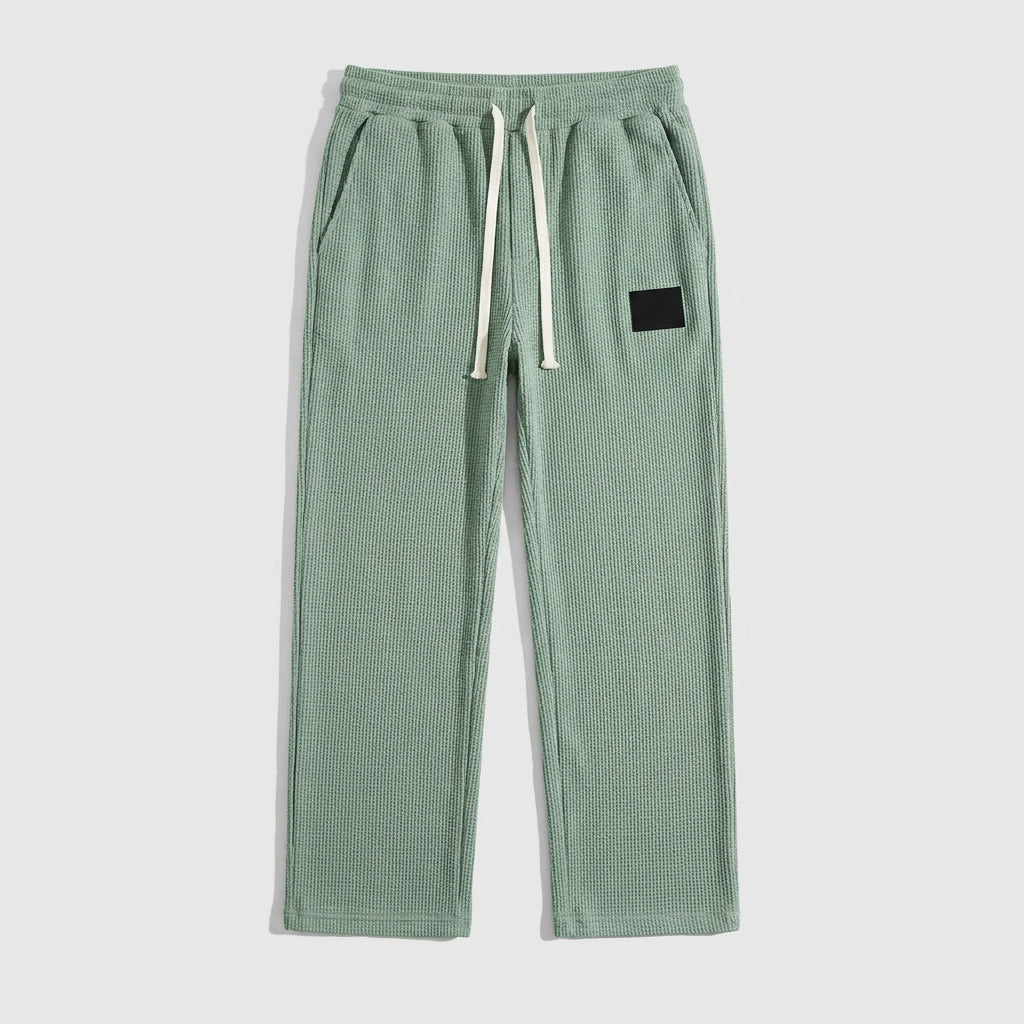 Waffle-Knit Straight Leg Sweatpants for Men
