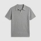 Ribbed Knit Polo Open Collar Short Sleeve for Men