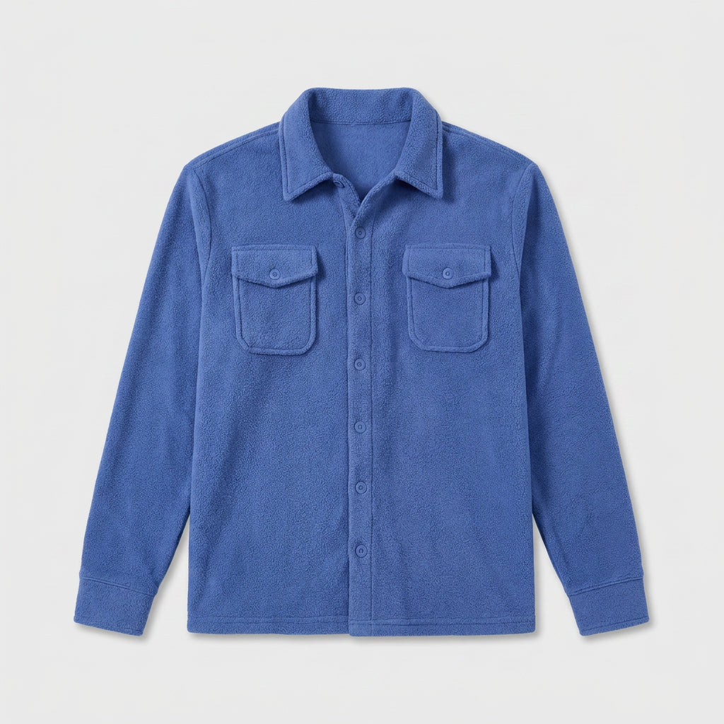 Button-Front Fleece Overshirt for Men