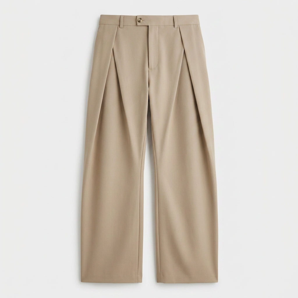 Deep Pleat Wide Leg Trousers for Men
