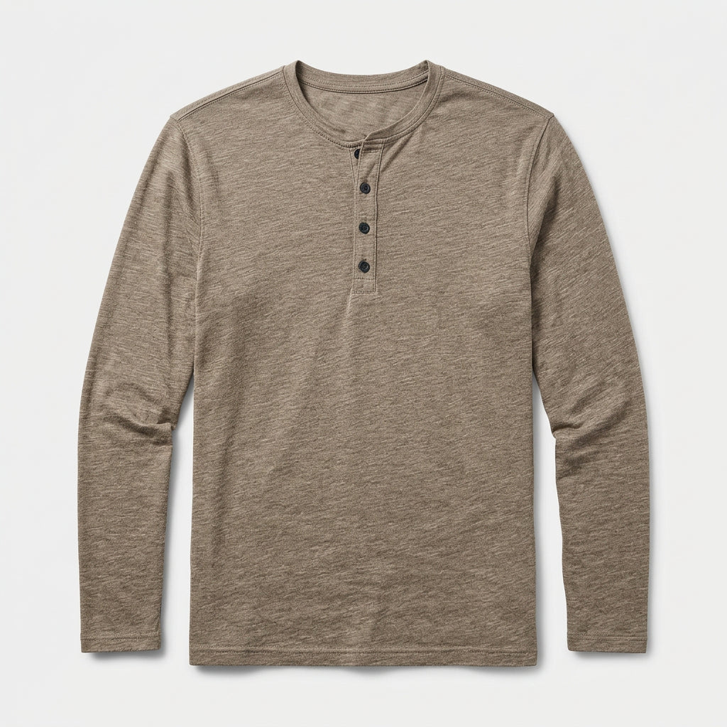 Long Sleeve Henley Slub Jersey for Men