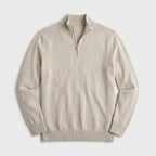 Quarter Zip Knit Sweater Ribbed Cuffs And Hem for Men