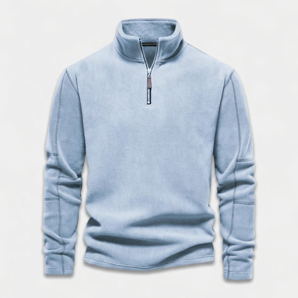 Fleece Half-Zip Sweatshirt High Collar Regular Fit for Men