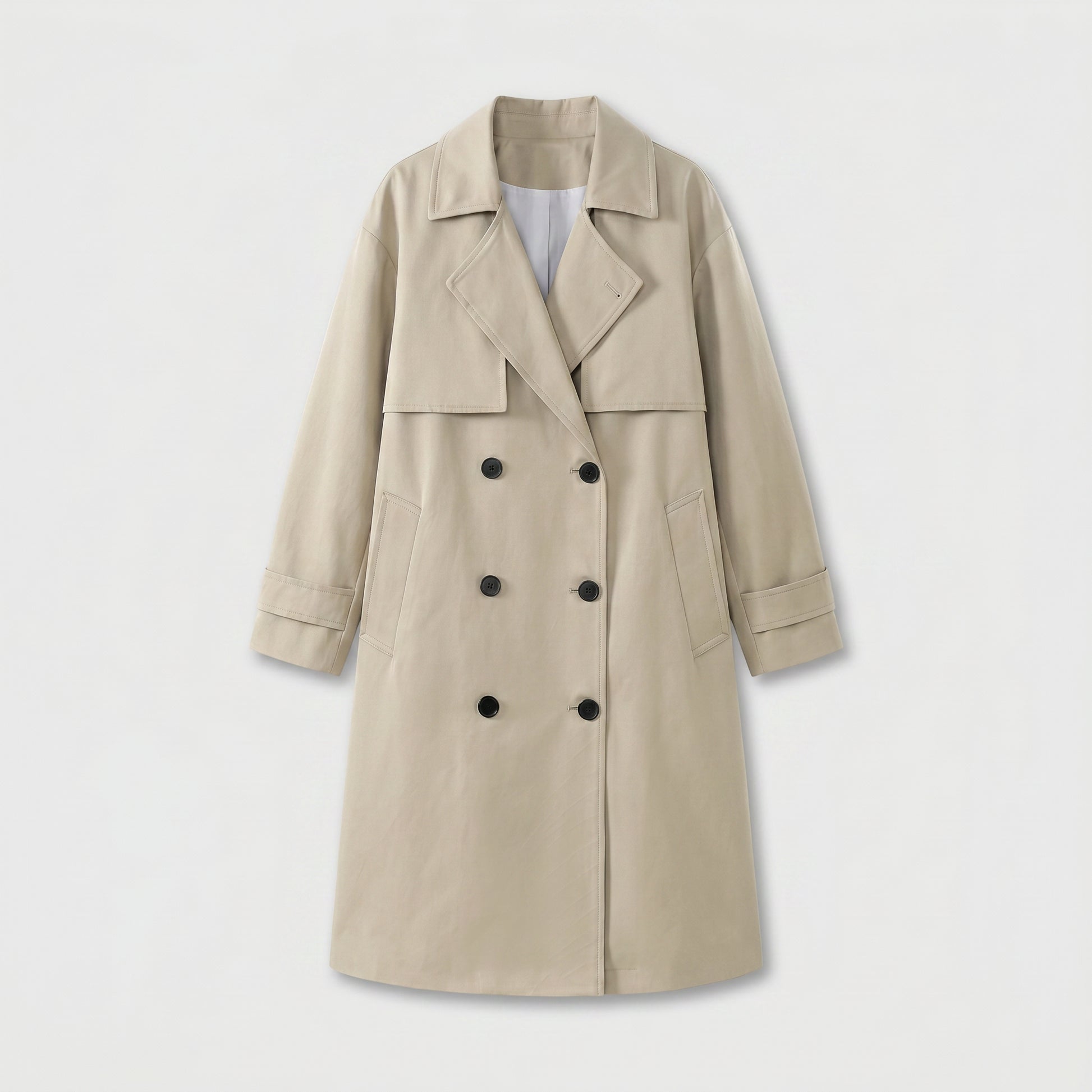 Long Waterproof Double-Breasted Trench Coat for Men