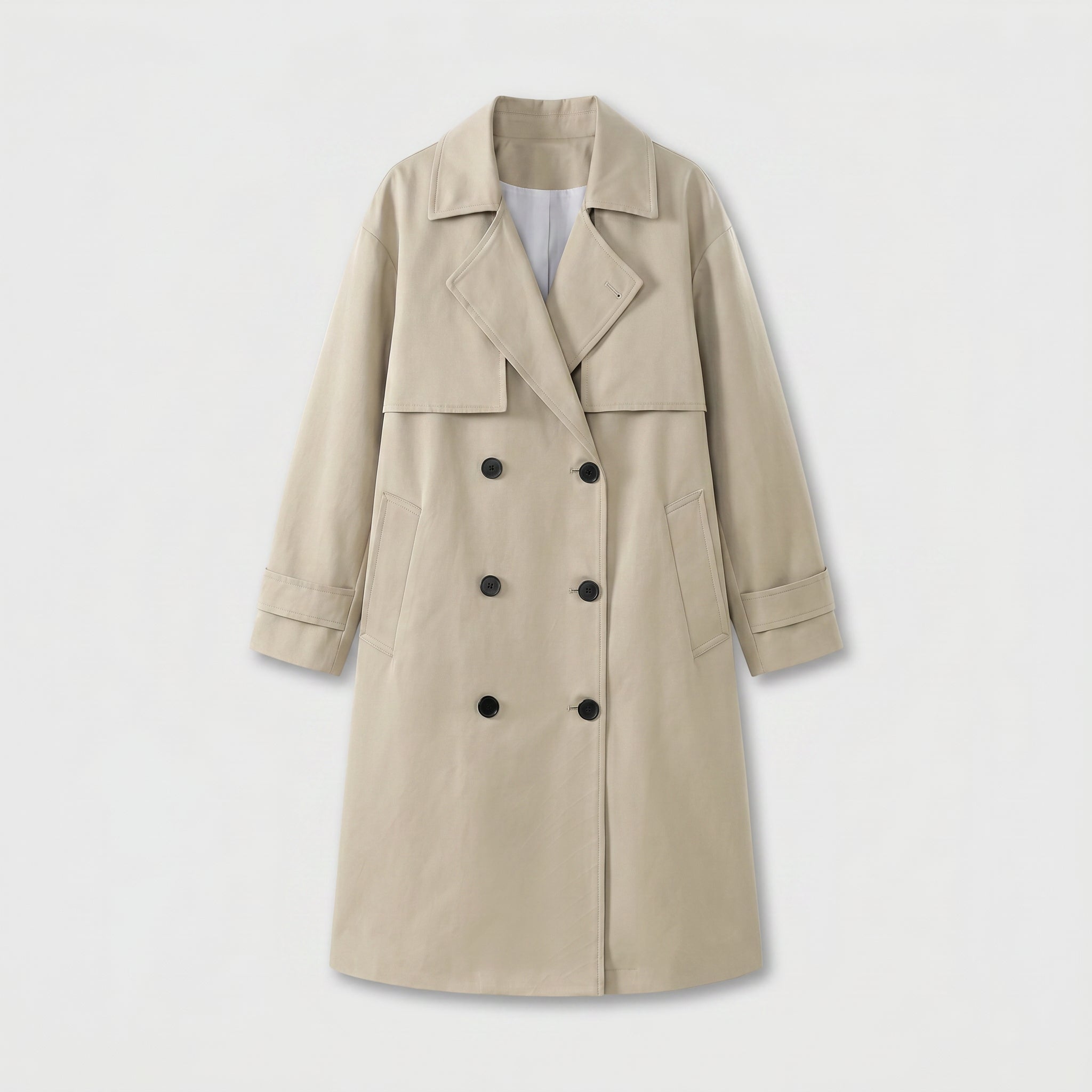 Long Waterproof Double-Breasted Trench Coat for Men