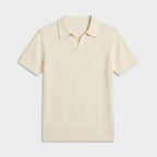Ribbed Knit Polo Open Collar Short Sleeve for Men
