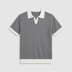 Contrast Trim Knit Polo Open Collar Short Sleeve for Men