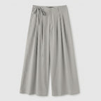 Wide Leg Pleated Trousers with Tie Waist for Men