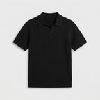 Ribbed Knit Polo Open Collar Short Sleeve for Men