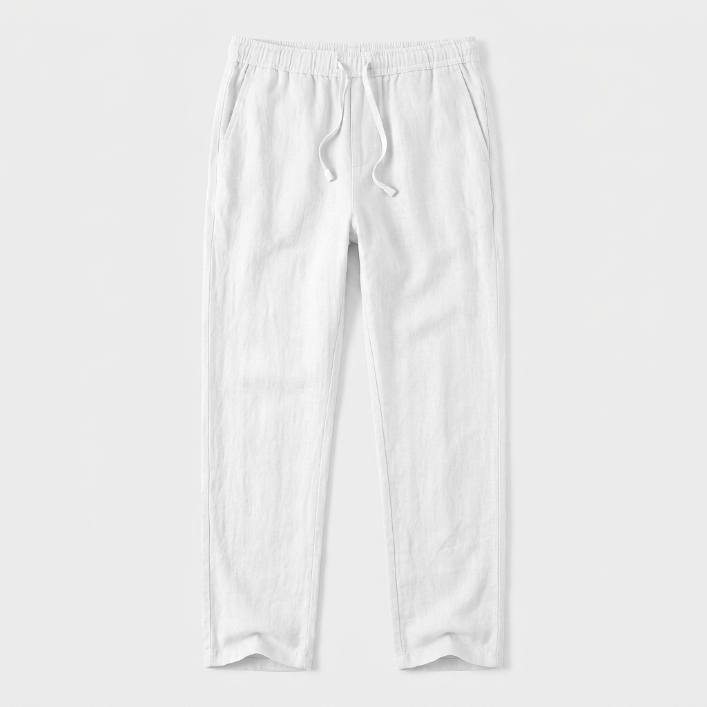 Men's Linen Drawstring Trousers Tapered Leg