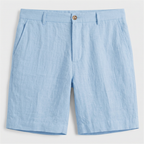 Linen Chino Shorts Flat Front Button Closure for Men