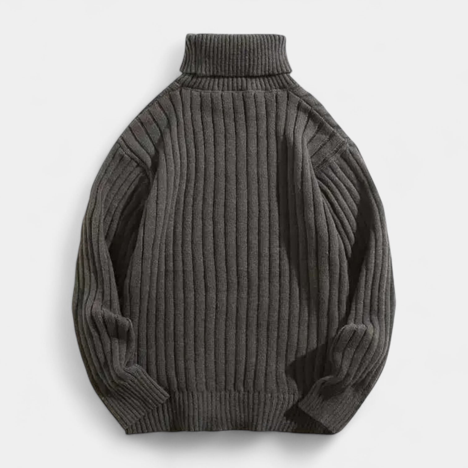 Ribbed Knit Turtleneck Sweater Regular Fit for Men